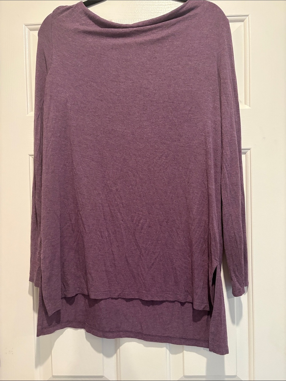 Adrienne Vittadini Lavender-Purple Long Sleeve Boatneck Top, Size Medium